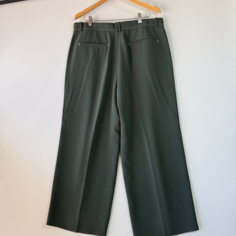 M.M.LaFleur Arlo Breeze Pant Women 16 Dusty Pine Wide Leg Everyday Crepe Cropped - Picture 6 of 16